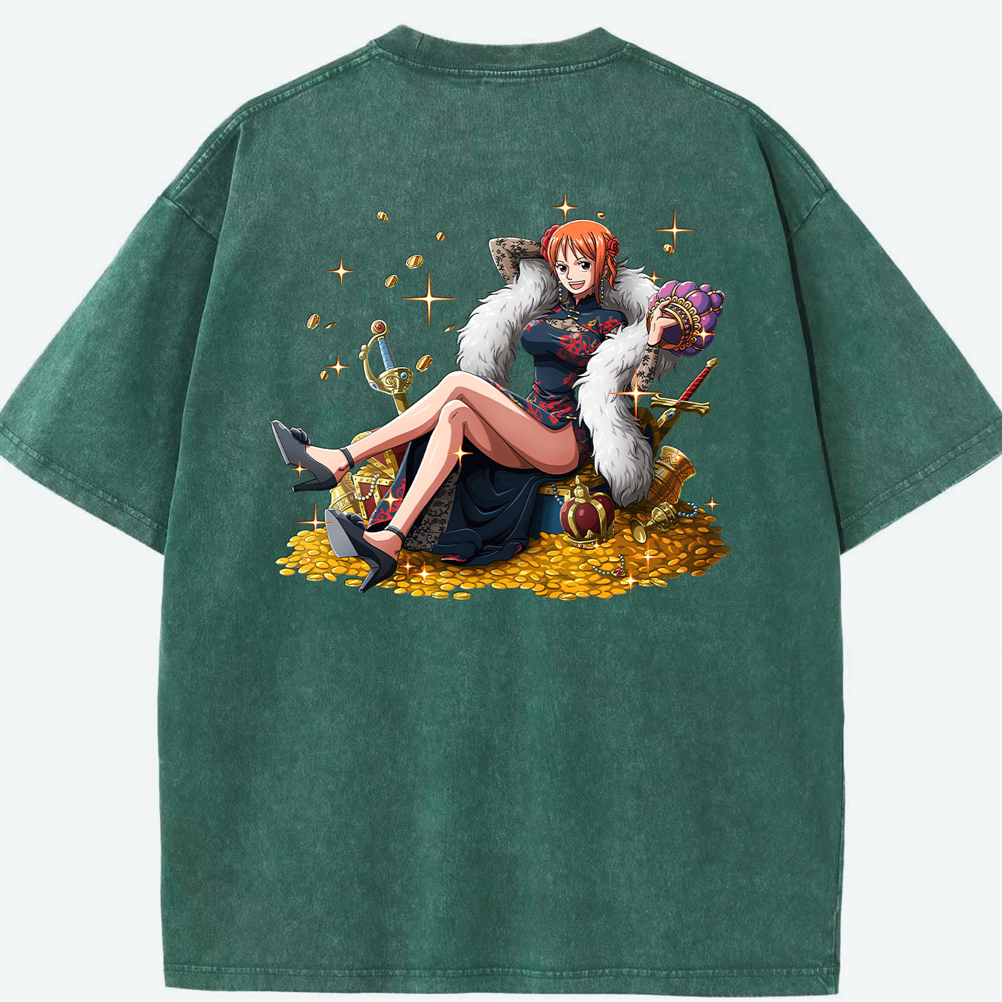 ワンピース ナミ ONE PIECE Nami 綿100% ヴィンテージ風 半袖Tシャツ（背面プリント）